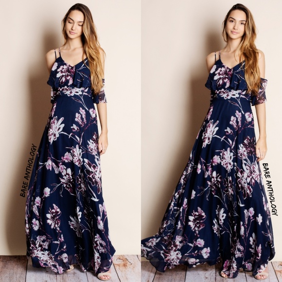 Dresses & Skirts - Cold Shoulder Floral Maxi Dress